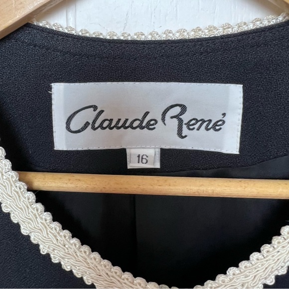 Vintage 80s Black & Cream Braid Pearl Button Cropped Jacket Women’s Size Large - Picture 10 of 12